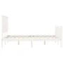 White solid wood bed frame with headboard 140x200 cm by vidaXL, Beds and slatted bases - Ref: Foro24-3193402, Price: 146,79 €...