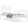 White solid wood bed frame with headboard 90x200 cm by vidaXL, Beds and slatted bases - Ref: Foro24-3193452, Price: 93,42 €, ...