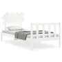 White solid wood bed frame with headboard 90x200 cm by vidaXL, Beds and slatted bases - Ref: Foro24-3193452, Price: 92,06 €, ...