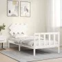 White solid wood bed frame with headboard 90x200 cm by vidaXL, Beds and slatted bases - Ref: Foro24-3193452, Price: 92,06 €, ...