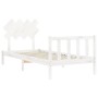 White solid wood bed frame with headboard 90x200 cm by vidaXL, Beds and slatted bases - Ref: Foro24-3193452, Price: 93,42 €, ...