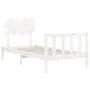 White solid wood bed frame with headboard 90x200 cm by vidaXL, Beds and slatted bases - Ref: Foro24-3193452, Price: 92,06 €, ...