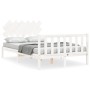 Double bed frame with white solid wood headboard by vidaXL, Beds and slatted bases - Ref: Foro24-3193442, Price: 140,65 €, Di...