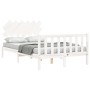 Double bed frame with white solid wood headboard by vidaXL, Beds and slatted bases - Ref: Foro24-3193442, Price: 140,65 €, Di...