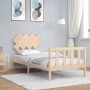 Bed frame with solid wood headboard 90x200 cm by vidaXL, Beds and slatted bases - Ref: Foro24-3193451, Price: 85,96 €, Discou...