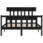 Bed frame with black solid wood headboard 140x190 cm by vidaXL, Beds and slatted bases - Ref: Foro24-3193320, Price: 173,42 €...