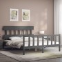 Estructura de cama matrimonio con cabecero madera maciza gris de vidaXL, Camas y somieres - Ref: Foro24-3193343, Precio: 148,...