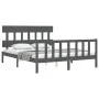 Double bed frame with gray solid wood headboard by vidaXL, Beds and slatted bases - Ref: Foro24-3193343, Price: 154,58 €, Dis...