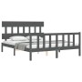 Estructura de cama matrimonio con cabecero madera maciza gris de vidaXL, Camas y somieres - Ref: Foro24-3193343, Precio: 148,...
