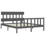 Double bed frame with gray solid wood headboard by vidaXL, Beds and slatted bases - Ref: Foro24-3193343, Price: 154,58 €, Dis...