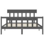 Double bed frame with gray solid wood headboard by vidaXL, Beds and slatted bases - Ref: Foro24-3193343, Price: 148,08 €, Dis...