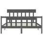 Double bed frame with gray solid wood headboard by vidaXL, Beds and slatted bases - Ref: Foro24-3193343, Price: 154,58 €, Dis...