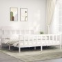 Weißer Massivholzbettrahmen mit Kopfteil 200x200cm von vidaXL, Betten und Lattenroste - Ref: Foro24-3193357, Preis: 155,34 €,...