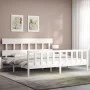 Estructura de cama con cabecero madera maciza blanco 200x200cm de vidaXL, Camas y somieres - Ref: Foro24-3193357, Precio: 153...