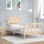 Estructura de cama con cabecero madera maciza de vidaXL, Camas y somieres - Ref: Foro24-3193431, Precio: 88,95 €, Descuento: %