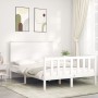 Weißer Massivholzbettrahmen mit Kopfteil 120x200 cm von vidaXL, Betten und Lattenroste - Ref: Foro24-3193397, Preis: 142,90 €...