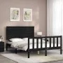 Bed frame with black solid wood headboard 140x190 cm by vidaXL, Beds and slatted bases - Ref: Foro24-3193385, Price: 179,96 €...