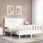 White solid wood bed frame with headboard 120x200 cm by vidaXL, Beds and slatted bases - Ref: Foro24-3193397, Price: 139,15 €...