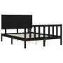 Bettgestell mit schwarzem Massivholzkopfteil 140x190 cm von vidaXL, Betten und Lattenroste - Ref: Foro24-3193385, Preis: 179,...