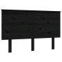 Bed frame with black solid wood headboard 140x190 cm by vidaXL, Beds and slatted bases - Ref: Foro24-3193385, Price: 182,26 €...