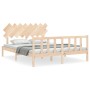 Bed frame with solid wood headboard 160x200 cm by vidaXL, Beds and slatted bases - Ref: Foro24-3193476, Price: 133,05 €, Disc...