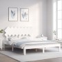 Weißer Massivholzbettrahmen mit Kopfteil 160x200 cm von vidaXL, Betten und Lattenroste - Ref: Foro24-3193737, Preis: 155,10 €...