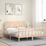 Bed frame with solid wood headboard 160x200 cm by vidaXL, Beds and slatted bases - Ref: Foro24-3193476, Price: 133,05 €, Disc...