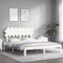 Weißer Massivholzbettrahmen mit Kopfteil 160x200 cm von vidaXL, Betten und Lattenroste - Ref: Foro24-3193737, Preis: 155,10 €...