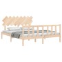 Bed frame with solid wood headboard 160x200 cm by vidaXL, Beds and slatted bases - Ref: Foro24-3193476, Price: 133,05 €, Disc...