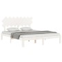 White solid wood bed frame with headboard 160x200 cm by vidaXL, Beds and slatted bases - Ref: Foro24-3193737, Price: 155,10 €...