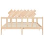 Bed frame with solid wood headboard 160x200 cm by vidaXL, Beds and slatted bases - Ref: Foro24-3193476, Price: 133,05 €, Disc...