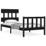 Single bed frame with black solid wood headboard by vidaXL, Beds and slatted bases - Ref: Foro24-3193300, Price: 116,63 €, Di...