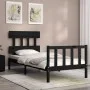 Single bed frame with black solid wood headboard by vidaXL, Beds and slatted bases - Ref: Foro24-3193300, Price: 116,63 €, Di...