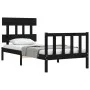 Single bed frame with black solid wood headboard by vidaXL, Beds and slatted bases - Ref: Foro24-3193300, Price: 116,63 €, Di...