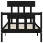Single bed frame with black solid wood headboard by vidaXL, Beds and slatted bases - Ref: Foro24-3193300, Price: 118,16 €, Di...