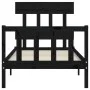 Single bed frame with black solid wood headboard by vidaXL, Beds and slatted bases - Ref: Foro24-3193300, Price: 116,63 €, Di...