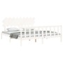 Double bed frame with white solid wood headboard by vidaXL, Beds and slatted bases - Ref: Foro24-3193482, Price: 163,79 €, Di...