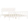 Double bed frame with white solid wood headboard by vidaXL, Beds and slatted bases - Ref: Foro24-3193482, Price: 163,79 €, Di...