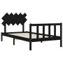 Bettgestell mit schwarzem Massivholzkopfteil 100x200 cm von vidaXL, Betten und Lattenroste - Ref: Foro24-3193460, Preis: 129,...