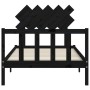 Bed frame with black solid wood headboard 100x200 cm by vidaXL, Beds and slatted bases - Ref: Foro24-3193460, Price: 129,75 €...