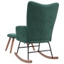 Silla mecedora con reposapiés terciopelo verde oscuro