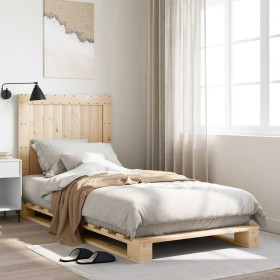 Estructura de cama con cabecero madera maciza de pino 90x200 cm
