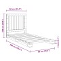 Estructura de cama con cabecero madera maciza de pino 90x200 cm