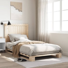 Estructura de cama con cabecero madera maciza pino 100x200 cm