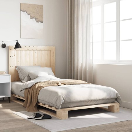 Estructura de cama con cabecero madera maciza pino 100x200 cm