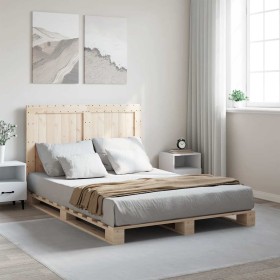 Estructura de cama con cabecero madera maciza pino 140x200 cm
