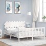 Weißer Massivholzbettrahmen mit Kopfteil 160x200 cm von vidaXL, Betten und Lattenroste - Ref: Foro24-3193477, Preis: 144,12 €...