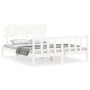 White solid wood bed frame with headboard 160x200 cm by vidaXL, Beds and slatted bases - Ref: Foro24-3193477, Price: 146,20 €...
