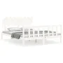 White solid wood bed frame with headboard 160x200 cm by vidaXL, Beds and slatted bases - Ref: Foro24-3193477, Price: 142,11 €...