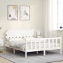 White solid wood bed frame with headboard 160x200 cm by vidaXL, Beds and slatted bases - Ref: Foro24-3193477, Price: 146,20 €...